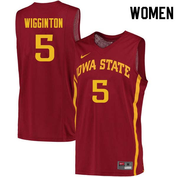 Women #5 Lindell Wigginton Iowa State Cyclones College Basketball Jerseys Sale-Cardinal
